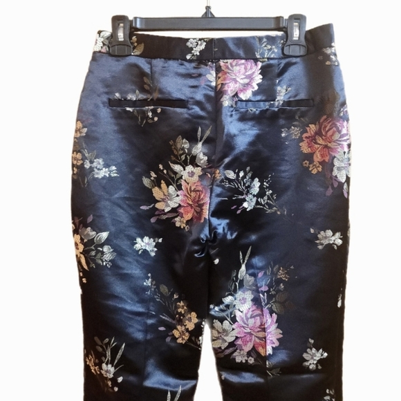 Zara Jacquard Black Floral Straight Leg Suit Pants - Picture 3 of 7